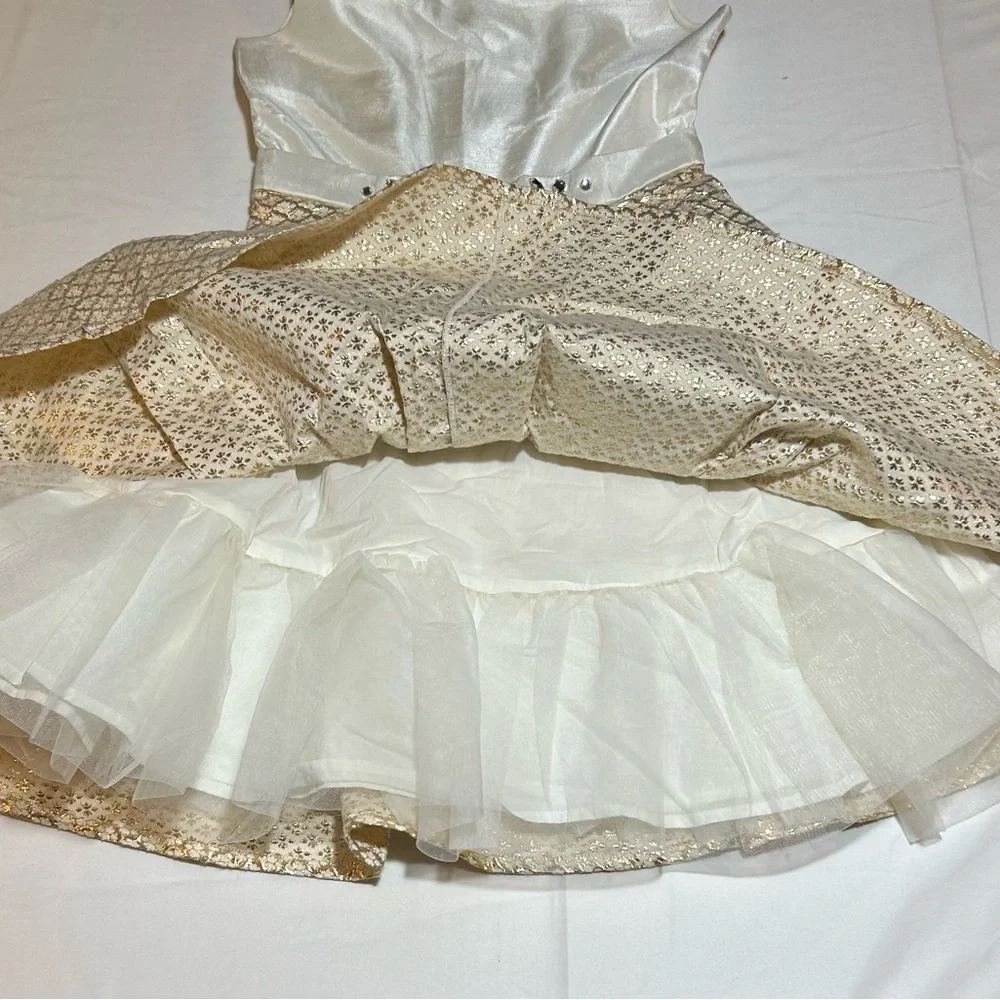 Gymboree Girls Size 12 Cream with Gold Brocade Sleeveless Formal Dress NWOT